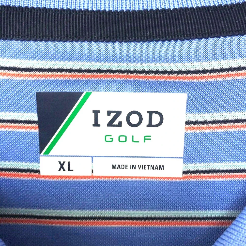 NWT Izod Mens Golf Polo Shirt Wicking Performance Stripes Athleisure XL Active - Picture 4 of 5